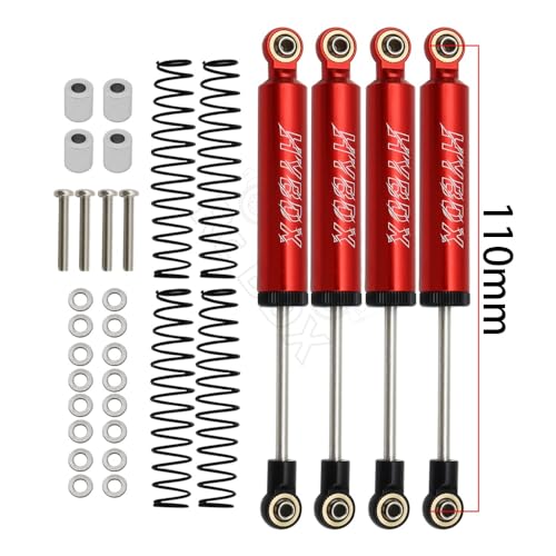 KUENCE RC Auto Eingebaute Feder 70/80/90/100/110mm Stoßdämpfer Dämpfer for 1/10 RC Crawler axial SCX10 ii RBX10 Wraith TRX-4 MST Redcat(4PCS Red 110mm) von KUENCE
