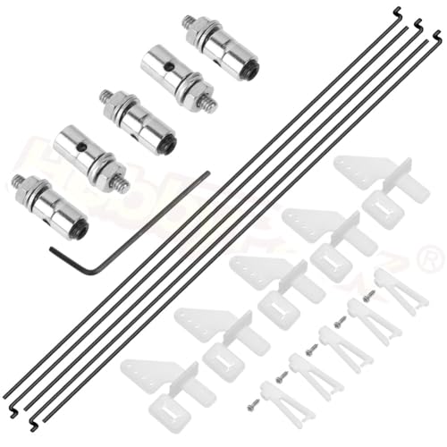 KUENCE RC-Flugzeug-Steuerhörner 20 x 11 mm + 1,2 x 21 mm Gabelkopf + Stößelstangen-Verbindungsstopper 1,3 mm + 1,2 x 180 mm Stahl-Z-Stil-Stößelstangenteile von KUENCE