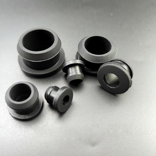 KUENCE Schwarze 4,5 mm-50,6 mm Silikonkautschuk-Einrast-Ösenlochstopfen, Endkappen, Bung-Draht-Kabel, schützen die Buchse(11mm(Bore 8mm)-5pcs) von KUENCE