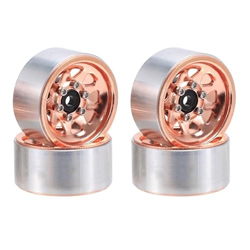 KUENCE Stahl 1.0 Beadlock Felge Radnabe for 1/24 RC Crawler Auto for Axial SCX24 Deadbolt C10 for Jeep Gladiator Bronco(Copper Color) von KUENCE