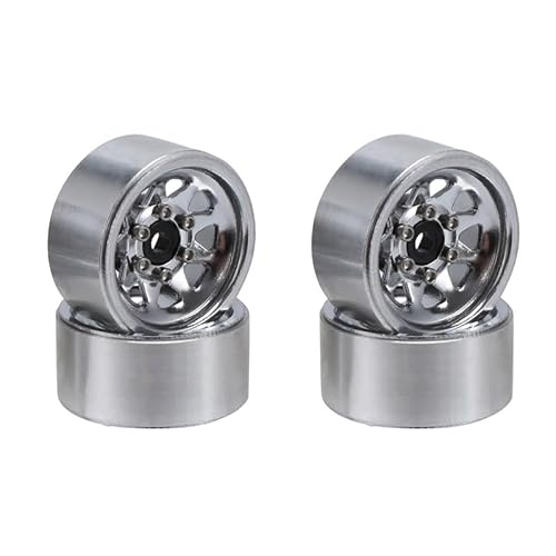 KUENCE Stahl 1.0 Beadlock Felge Radnabe for 1/24 RC Crawler Auto for Axial SCX24 Deadbolt C10 for Jeep Gladiator Bronco(Silver) von KUENCE
