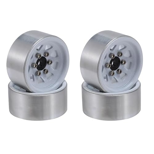 KUENCE Stahl 1.0 Beadlock Felge Radnabe for 1/24 RC Crawler Auto for Axial SCX24 Deadbolt C10 for Jeep Gladiator Bronco(White) von KUENCE