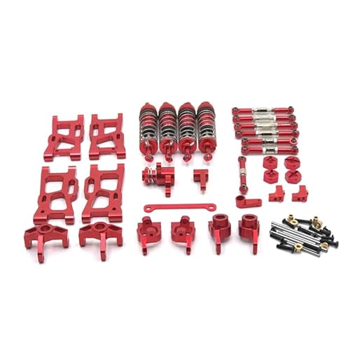 KUENCE Upgrade Metal Shock Absorber Swing Arm Steering Cup 11 Pack for for wltoys 144010 144002 144010 124017 124019 RC Autoteile(Rood) von KUENCE