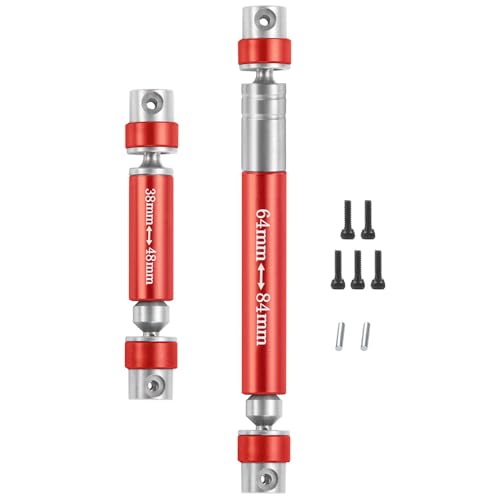 KUENCE Upgrade-Teile for Getriebeantrieb SCX24 1/24 Crawler Car aus Edelstahl und Aluminium(38 and 64mm Red) von KUENCE