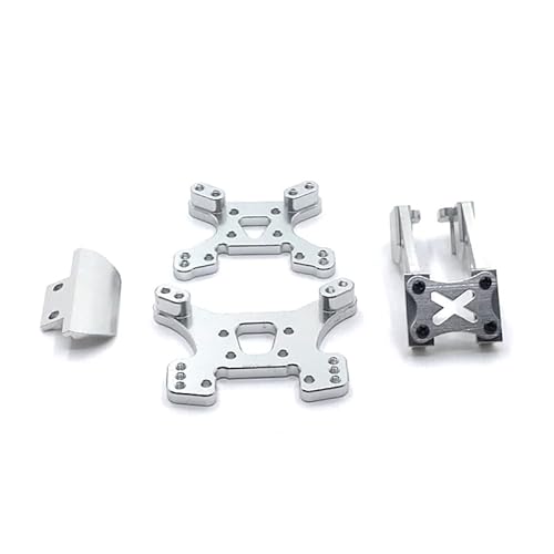 KUENCE Verbesserte Metall Refit Heckhalterung Frontstoßstange Stoßdämpferhalterung for for wltoys 144001 144010 124019 124017 RC Autoteile(Silver) von KUENCE