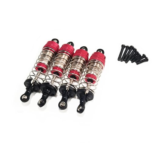 KUENCE Wltoys 144001 124017 124019 Öl-Stoßdämpfer vorne und hinten 4 Stück Stoßdämpfer vorgefüllt 500CTS Stille Öl Zubehör Teile(Rood) von KUENCE