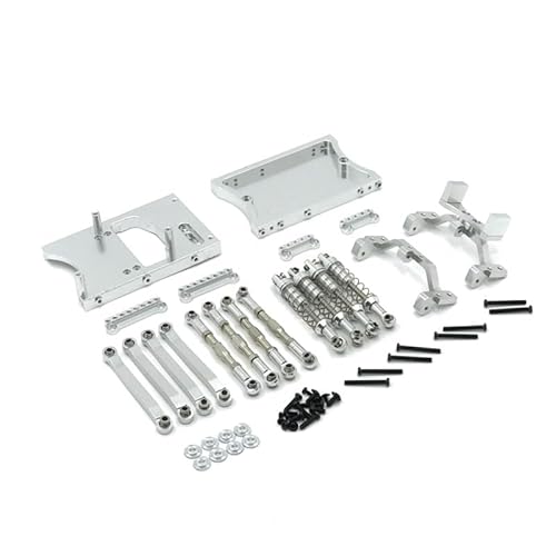 KUENCE for MN D90 MN98 MN99S Metall Chassis Zugstangen Servo Halterung Stoßdämpfer Strahl Set 1/12 RC Auto Upgrades Teile(Silver) von KUENCE