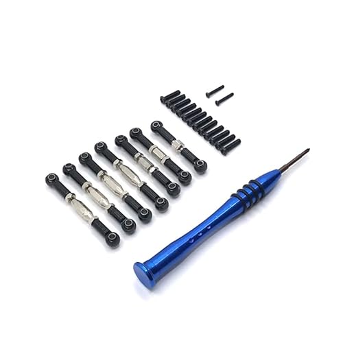 KUENCE for WLtoys 144002 144001 124016 124017 124018 124019 RC Auto Upgrade Teile Metall Verknüpfung Servo Pull Lenkung Spurstange Set(Zwart) von KUENCE