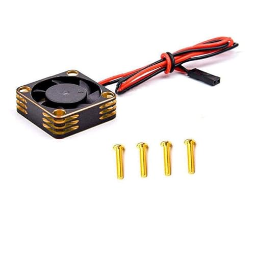 Metall Shell 3010 ESC Motor 30mm Lüfter High-Speed Wärmeableitung Lüfter Kühler for RC Auto Ersatzteil(Black Golden) von KUENCE