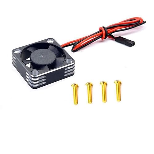 Metall Shell 3010 ESC Motor 30mm Lüfter High-Speed Wärmeableitung Lüfter Kühler for RC Auto Ersatzteil(Black Silver) von KUENCE