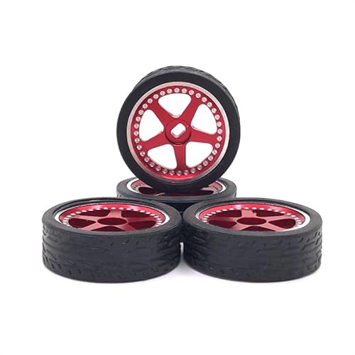Metall Upgrade 11mm Breite 27mm Außendurchmesser Racing Rad Reifen for WLtoys Mosquito Auto KYOSHO 1/28 RC Auto Ersatzteile(Sky Blue) von KUENCE