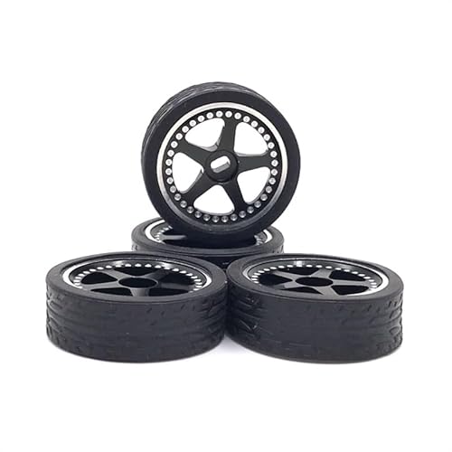 Metall Upgrade 11mm Breite 27mm Außendurchmesser Racing Rad Reifen for WLtoys Mosquito Auto KYOSHO 1/28 RC Auto Ersatzteile(Zwart) von KUENCE