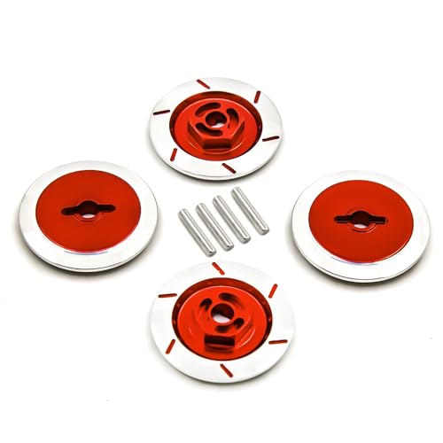 for Tamiya tt-01 tt02 HPI HSP 94123 1/10 RC On Road Racing Auto 4PCS 12mm Aluminium Legierung Bremsscheibe felge Box Hex Adapter(Rood) von KUENCE