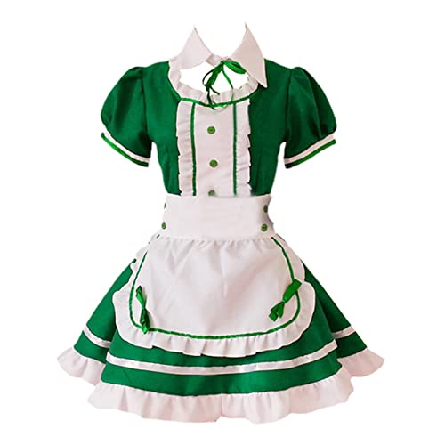 KUFEIUP Damen Dienstmädchen Schürze Outfit Kellnerin Uniform Kleid Cosplay Kostüm, Grün , XL KUFEIUP Damen Dienstmädchen Schürze Outfit Kellnerin Uniform Kleid Cosplay Kostüm, Grün , XL von KUFEIUP