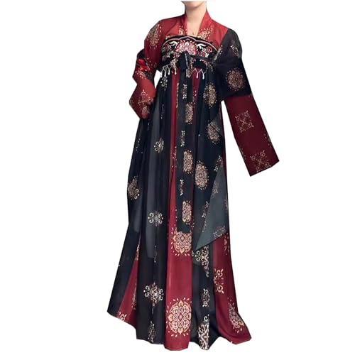 KUFEIUP Traditionelles Hanfu-Kleid für Damen, antikes chinesisches Kostüm, Han Dynastie, Cosplay-Kostüm, Rot und Schwarz, Größe L KUFEIUP Traditionelles Hanfu-Kleid für Damen, antikes chinesisches Kostüm, Han Dynastie, Cosplay-Kostüm, Rot und Schwarz, Größe L von KUFEIUP
