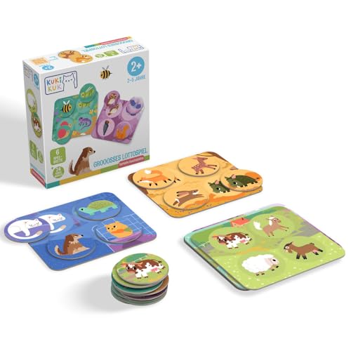 KUKIKUK Lotto Spiel Tierische Kuschelplätze – Lernspiel für Kinder ab 2 Jahren – Fördert Merkfähigkeit, Sprache & soziales Spiel – Große Karten für kleine Hände – Liebevolles Geschenk für Tierfreunde KUKIKUK Lotto Spiel Tierische Kuschelplätze – Lernspiel für Kinder ab 2 Jahren – Fördert Merkfähigkeit, Sprache & soziales Spiel – Große Karten für kleine Hände – Liebevolles Geschenk für Tierfreunde von KUKI KUK