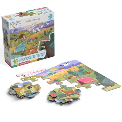 KUKIKUK Puzzle Ausflug ins Grüne – Lernspiel für Kinder ab 3 Jahren – Unterstützt Konzentration & visuelle Wahrnehmung – Große Puzzleteile perfekt für kleine Hände – Nachhaltiges Geschenk KUKIKUK Puzzle Ausflug ins Grüne – Lernspiel für Kinder ab 3 Jahren – Unterstützt Konzentration & visuelle Wahrnehmung – Große Puzzleteile perfekt für kleine Hände – Nachhaltiges Geschenk von KUKI KUK