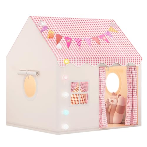 Kinderzelt Spielzelt mit Matte Kugellichtern und Wimpelkette Spielhaus Kinder Kinderhaus Indoor mit Türen und Fenstern für Kuschelecke Kinderzimmer Mädchen & Jungen Rosa Kinderzelt Spielzelt mit Matte Kugellichtern und Wimpelkette Spielhaus Kinder Kinderhaus Indoor mit Türen und Fenstern für Kuschelecke Kinderzimmer Mädchen & Jungen Rosa von KUKKUME