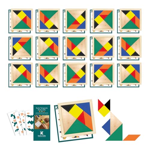 KUKURULLO Tangram Holz Mitgebsel Kindergeburtstag – 15 Mini Tangram -Puzzles, Gastgeschenke für Kinder, Mitbringsel Jungen & Mädchen, Party Give-Aways, Piñata-Füllung, Ideal für Schule & Kita KUKURULLO Tangram Holz Mitgebsel Kindergeburtstag – 15 Mini Tangram -Puzzles, Gastgeschenke für Kinder, Mitbringsel Jungen & Mädchen, Party Give-Aways, Piñata-Füllung, Ideal für Schule & Kita von KUKURULLO