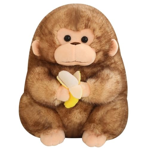AFFE Plüschtier, Süße Stofftier Puppe Mit Banane Goldener Affen Plüsch Interaktives Kuscheltier Kissen Geschenk Für Kinder Jungen Mädchen(Brown,40cm/15.7in) von KUKUShining
