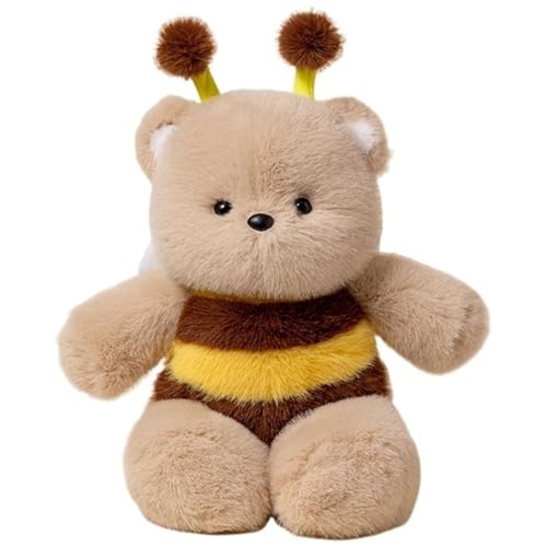 Biene Plüsch, Kuscheliges Kuscheltier Crossdressing Bienenkissen Stofftier Weiches Puppe Plüschtier Spielzeug Mit Honigbienen Kostüm(Brown) von KUKUShining