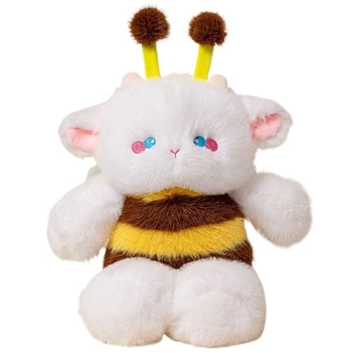 Biene Plüsch, Kuscheliges Kuscheltier Crossdressing Bienenkissen Stofftier Weiches Puppe Plüschtier Spielzeug Mit Honigbienen Kostüm(White) von KUKUShining