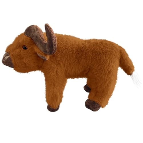 Büffel Kuscheltier, Süßes Bison Stofftier Weiche Plüschtier Puppe Simulation Kalb Plüsch Spielzeug Geschenk Für Heimdekoration(Brown) von KUKUShining