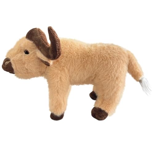 Büffel Kuscheltier, Süßes Bison Stofftier Weiche Plüschtier Puppe Simulation Kalb Plüsch Spielzeug Geschenk Für Heimdekoration(Orange) von KUKUShining