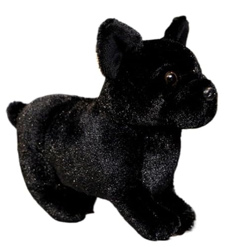 Bulldoggen Plüschtier, Realistische Weiche Kuschelige Hunde Stofftierpuppen Süßes Welpen Umarmungskissen Als Geschenk for Geburtstagskinder(Black) von KUKUShining