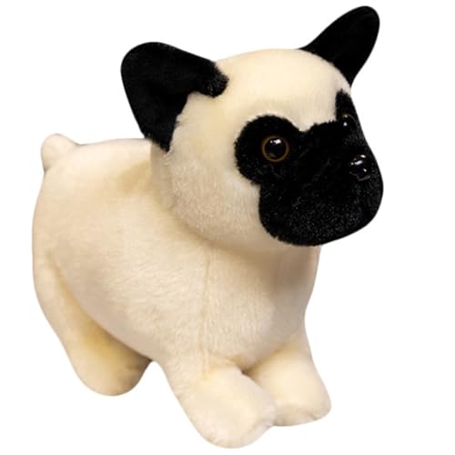 Bulldoggen Plüschtier, Realistische Weiche Kuschelige Hunde Stofftierpuppen Süßes Welpen Umarmungskissen Als Geschenk for Geburtstagskinder(White) von KUKUShining