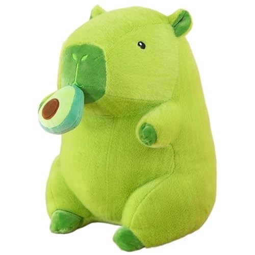 Capybara Plüsch, Weiche Kuscheltier Süße Stofftier Puppe Mit Ausziehbarem Frucht Flauschiges Rosa Capybaras Plüschtier Spielzeug for Kinder(Avocado,50cm/19.7in) von KUKUShining