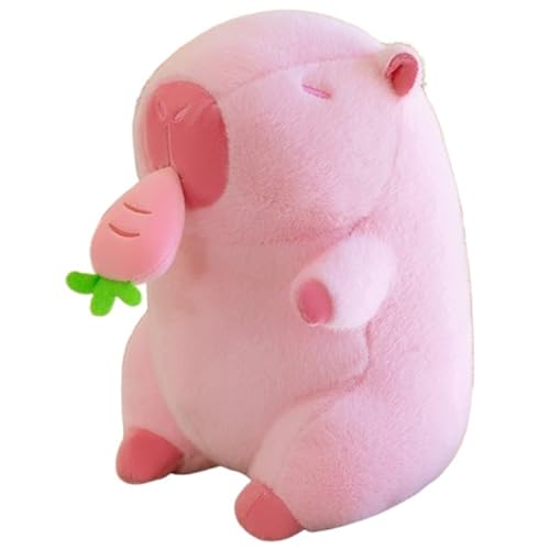 Capybara Plüsch, Weiche Kuscheltier Süße Stofftier Puppe Mit Ausziehbarem Frucht Flauschiges Rosa Capybaras Plüschtier Spielzeug for Kinder(Carrot,50cm/19.7in) von KUKUShining