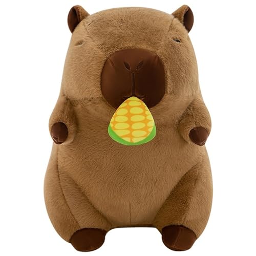 Capybara Plüsch, Weiche Kuscheltier Süße Stofftier Puppe Mit Ausziehbarem Frucht Flauschiges Rosa Capybaras Plüschtier Spielzeug for Kinder(Corn,50cm/19.7in) von KUKUShining