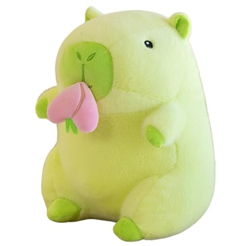 Capybara Plüsch, Weiche Kuscheltier Süße Stofftier Puppe Mit Ausziehbarem Frucht Flauschiges Rosa Capybaras Plüschtier Spielzeug for Kinder(Greenstrawberry,50cm/19.7in) von KUKUShining