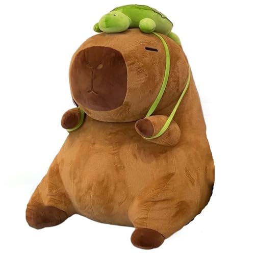 Capybara Plüschtier, Kuscheltier Süße Stofftier Mit Rucksack Brot Wasserschwein Plüsch Spielzeug Für Kinderfreundinnen(Green,45cm/17.7in) von KUKUShining