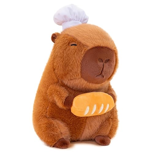 Capybara Plüschtier, Kuscheltier Süße Stofftier Mit Rucksack Brot Wasserschwein Plüsch Spielzeug Für Kinderfreundinnen(Yellow,45cm/17.7in) von KUKUShining