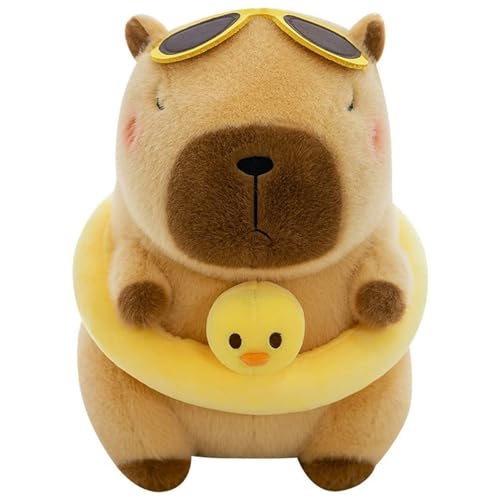 Capybara Plüschtier, Weiche Kuscheltier Süße Sommer Capybaras Stofftier Puppe Mit Kleidung Plüsch Spielzeug Umarmungskissen Zur Dekoration(Yellow,40cm/15.75in) von KUKUShining