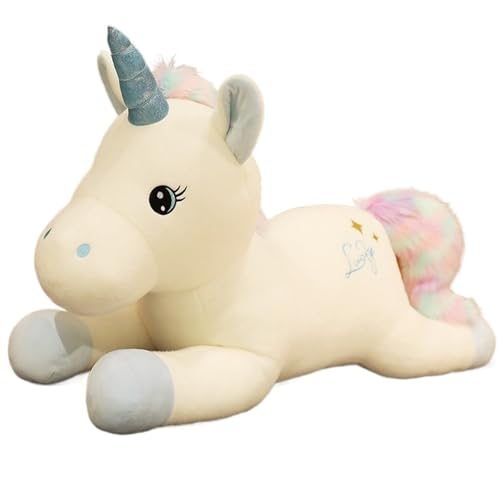 Einhorn Plüsch, Weiches Kuscheltier Kuscheliges Stofftier Regenbogen Einhörner Umarmungskissen Puppe Plüschtier Spielgefährten Für Kinder(Blue,80cm/31.5in) von KUKUShining