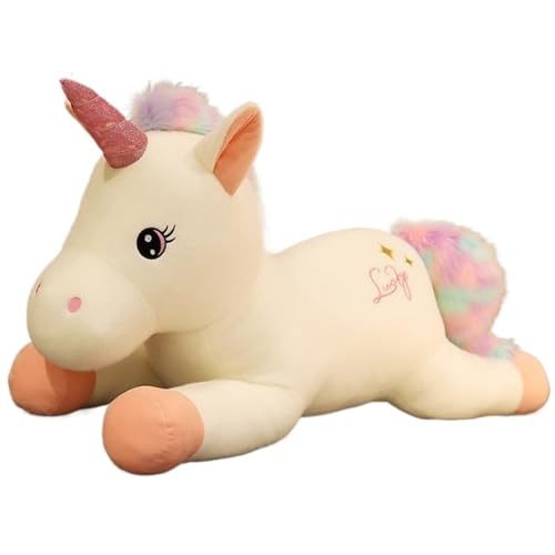 Einhorn Plüsch, Weiches Kuscheltier Kuscheliges Stofftier Regenbogen Einhörner Umarmungskissen Puppe Plüschtier Spielgefährten Für Kinder(White,80cm/31.5in) von KUKUShining