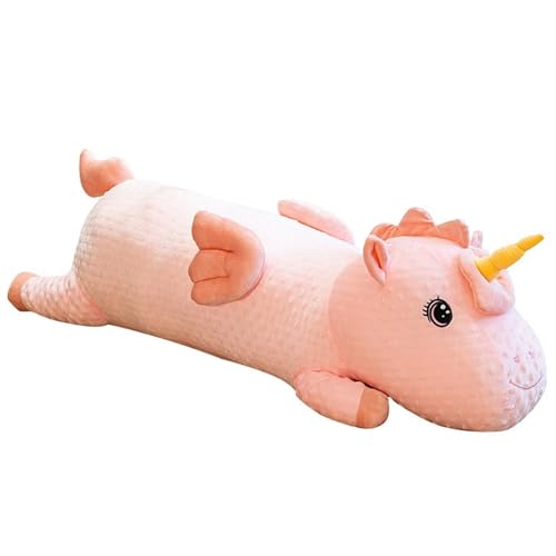 Einhorn Plüschtier, Süßes Langes Einhorn Umarmungskissen Weiches Sofakissen Puppe Plüsch Spielzeug Für Kinder Mädchen(Pink) von KUKUShining