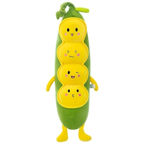 Erbsen Kissen Plüsch, Erbse Einer Kuscheltier Weiches Plüschtier Dekokissen Gefüllte Erbsenschote Puppenkissen Zum Kuscheln Spielen(Yellow,100cm/39.4in) von KUKUShining