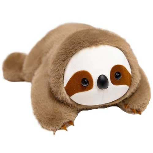 Faultier Kuscheltier, Weiches Kuscheliges Stofftier Braune Faultiere Kissen Plüschtier Kawaii Flauschiges Plüsch Spielzeug Zum Umarmen(18cm/7.09in) von KUKUShining