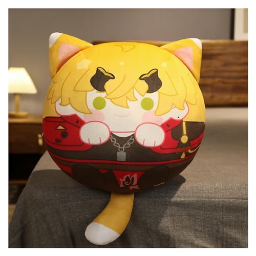Genshin Plüsch, Kawaii Anime Figur Schlüsselanhänger Puppe Weicher Impact Entzückendes Plüsch Wurfkissen for Gamer Fans Geschenke(Thoma,35cm Pillow) von KUKUShining
