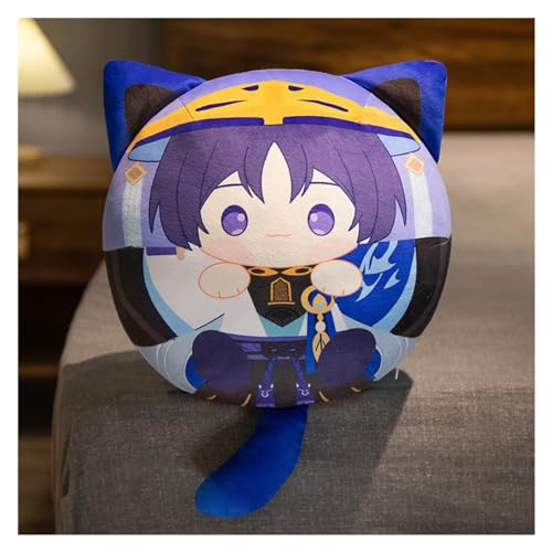 Genshin Plüsch, Kawaii Anime Figur Schlüsselanhänger Puppe Weicher Impact Entzückendes Plüsch Wurfkissen for Gamer Fans Geschenke(Wanderer,35cm Pillow) von KUKUShining