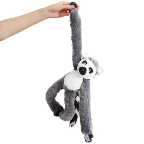 Hängender AFFE Plüsch, Weiche Kuscheltier Langem Arm Lemur Plüschtier Spielzeug Kuschelige Stofftier Umarmungskissen Für Kinder(Gray) von KUKUShining