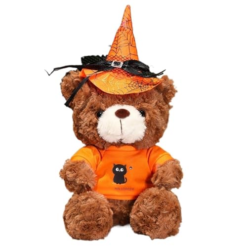 Halloween Bär Kuscheltier, Weicher Stofftier Teddybär Mit Hexenkostüm Plüsch Puppe Kuscheliges Plüschtier Spielzeug Geschenke Für Kinder(Cat) von KUKUShining