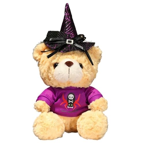 Halloween Bär Kuscheltier, Weicher Stofftier Teddybär Mit Hexenkostüm Plüsch Puppe Kuscheliges Plüschtier Spielzeug Geschenke Für Kinder(Ghost) von KUKUShining