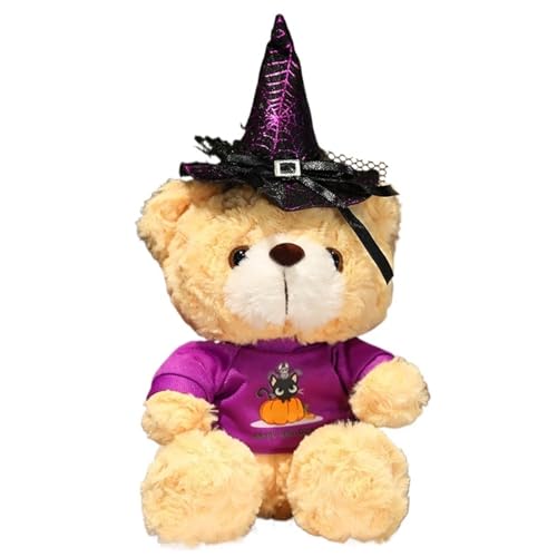 Halloween Bär Kuscheltier, Weicher Stofftier Teddybär Mit Hexenkostüm Plüsch Puppe Kuscheliges Plüschtier Spielzeug Geschenke Für Kinder(Pumpkin) von KUKUShining