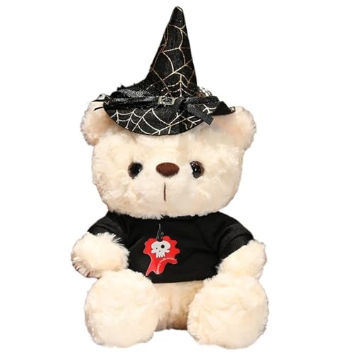 Halloween Bär Kuscheltier, Weicher Stofftier Teddybär Mit Hexenkostüm Plüsch Puppe Kuscheliges Plüschtier Spielzeug Geschenke Für Kinder(Skeleton) von KUKUShining