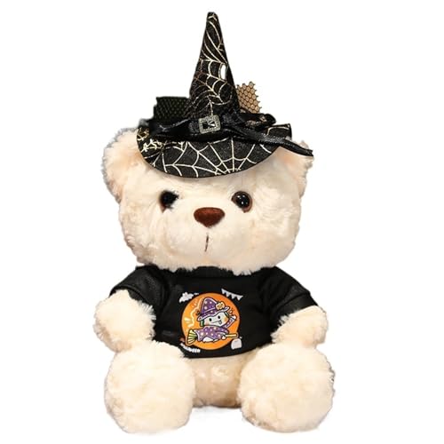 Halloween Bär Kuscheltier, Weicher Stofftier Teddybär Mit Hexenkostüm Plüsch Puppe Kuscheliges Plüschtier Spielzeug Geschenke Für Kinder(Witch) von KUKUShining